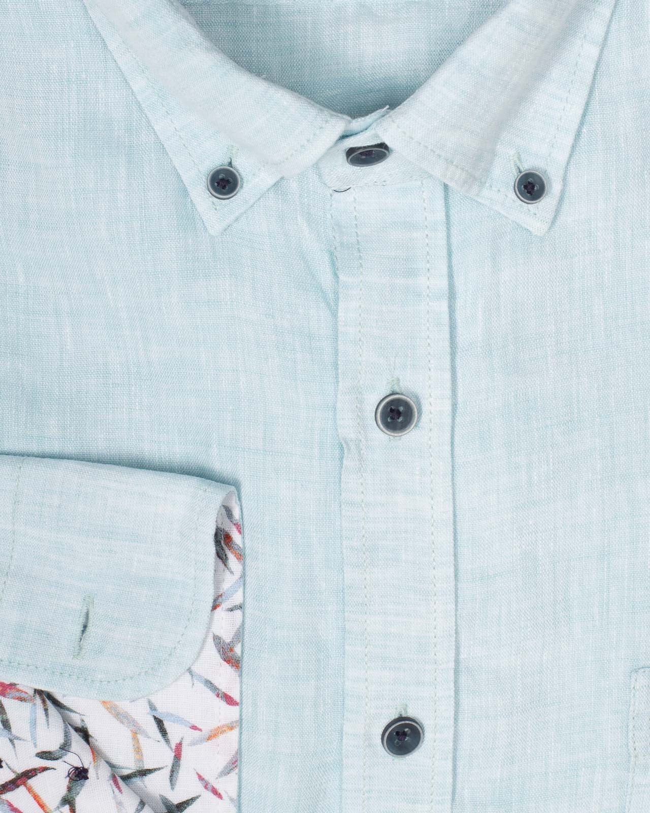 Chemise en lin grande taille bleu