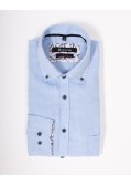 Chemise en lin manches extra-longues 72 cm bleu