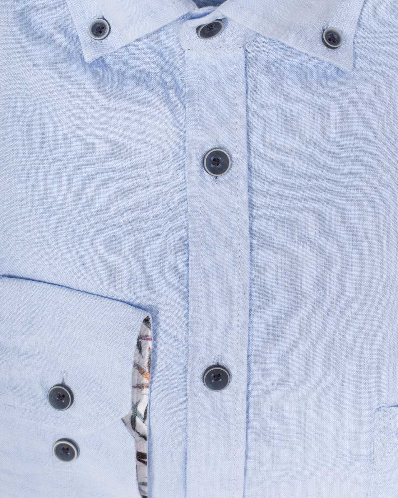 Chemise en lin manches extra-longues 72 cm bleu