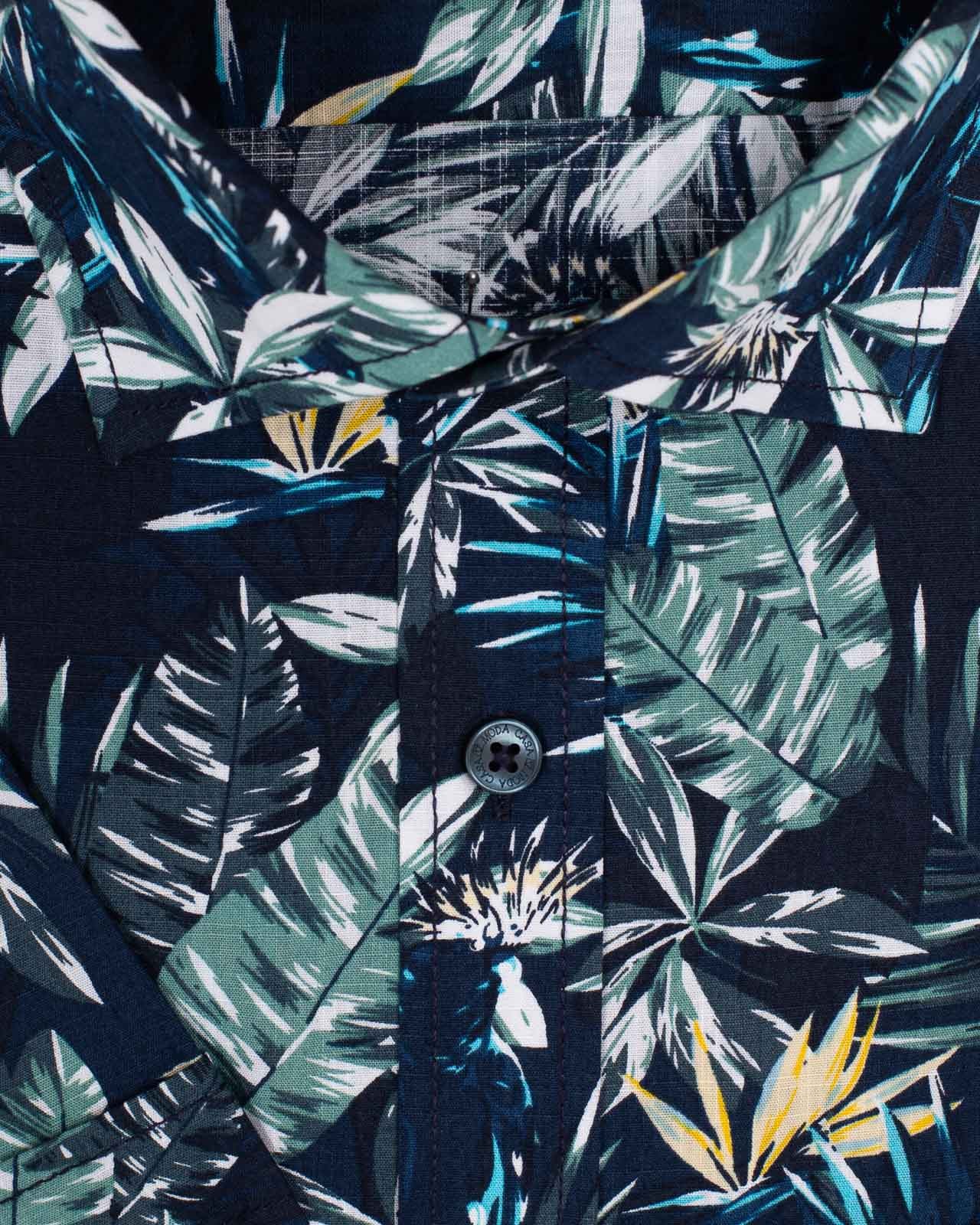 Chemisette flammé imprimé grande taille bleu