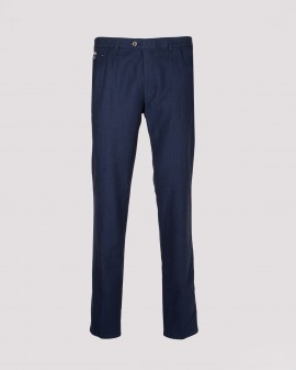 Pantalon chino mélange lin grande taille bleu marine