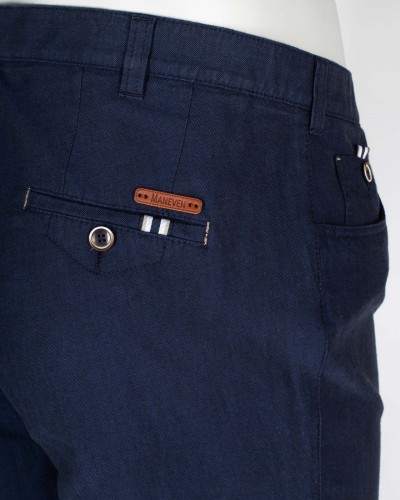 Pantalon chino mélange lin grande taille bleu marine