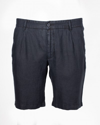 Short chino en lin grande taille bleu marine