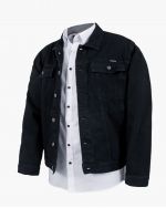 Veste en jean grande taille noire Trucker