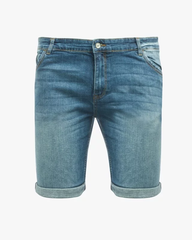 Bermuda en jean grande taille brut délavé