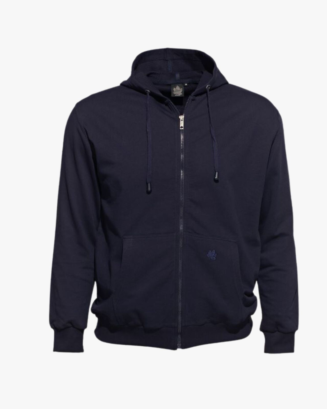 Sweat zippé à capuche grande taille bleu marine