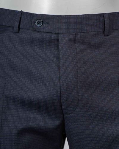 Pantalon de costume micro carreaux bleu marine pour homme grand