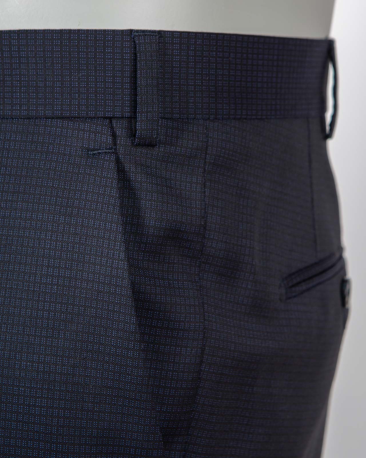 Pantalon de costume micro carreaux bleu marine pour homme grand