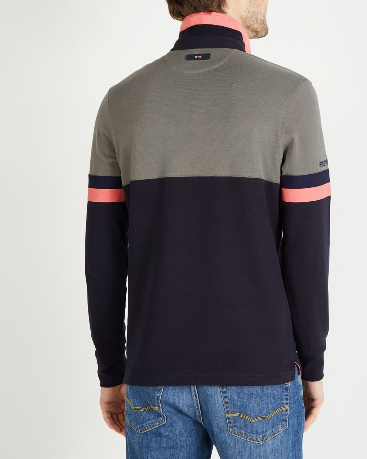 Polo manches longues jersey color block grande taille vert tilleul