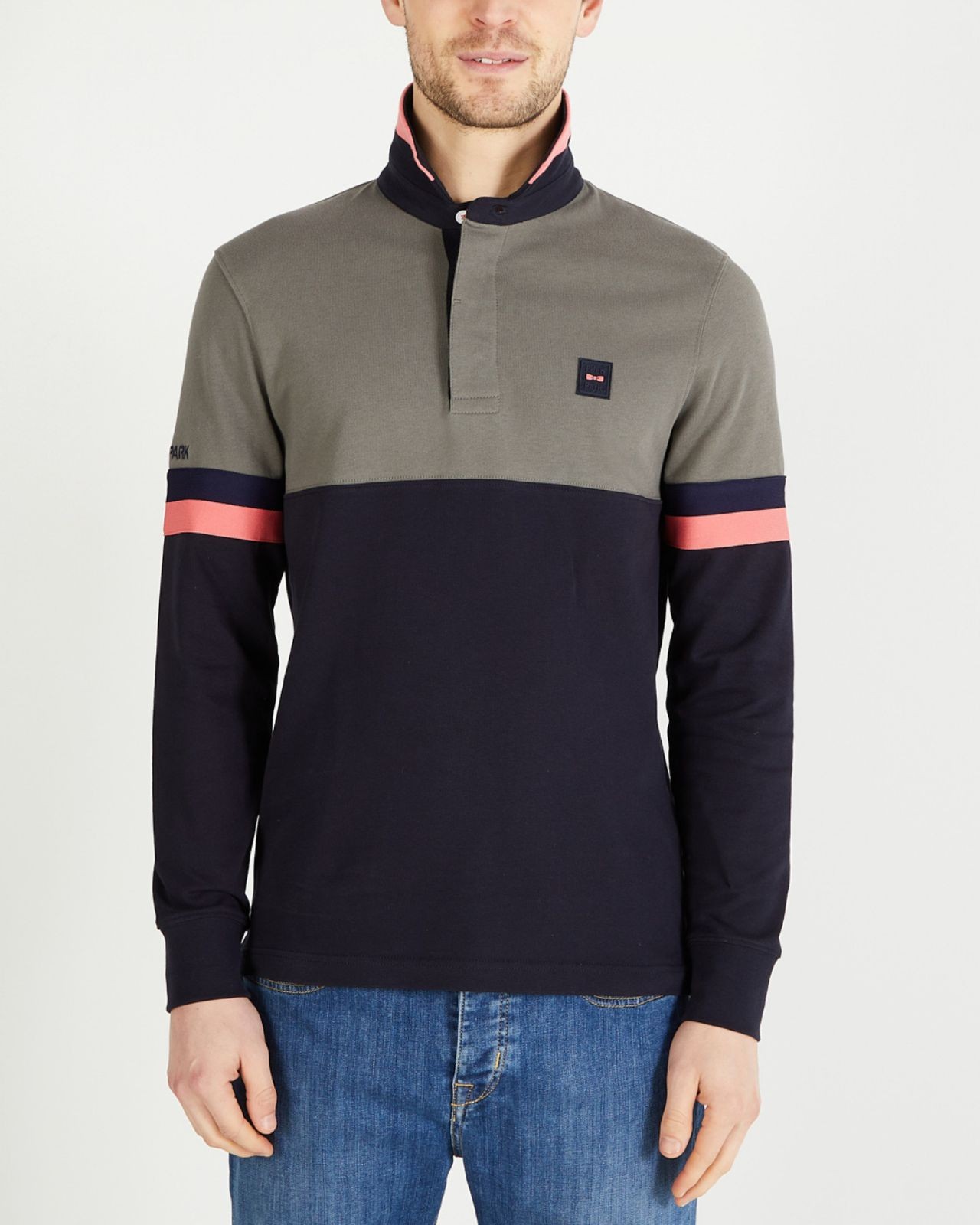 Polo manches longues jersey color block grande taille vert tilleul