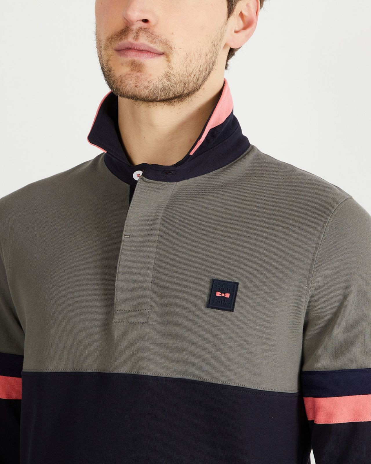 Polo manches longues jersey color block grande taille vert tilleul