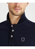 Polo manches longues piqué grande taille bleu indigo