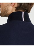 Polo manches longues piqué grande taille bleu indigo