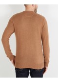 Pull col rond en laine et coton grande taille camel