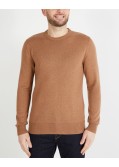 Pull col rond en laine et coton grande taille camel