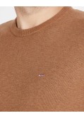 Pull col rond en laine et coton grande taille camel