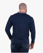 Polo manches longues jersey grande taille bleu marine