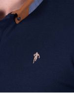 Polo manches longues jersey grande taille bleu marine