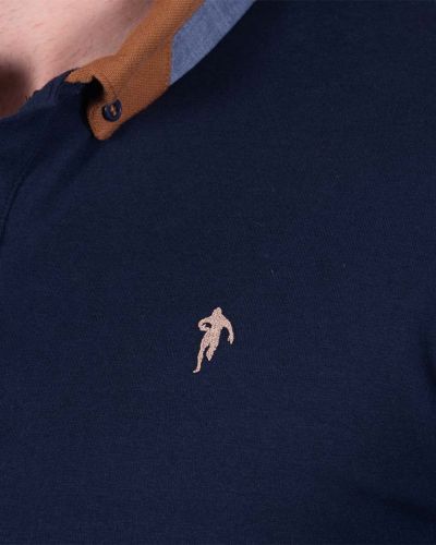Polo manches longues jersey grande taille bleu marine