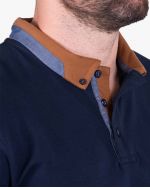 Polo manches longues jersey grande taille bleu marine