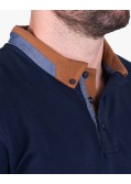 Polo manches longues jersey grande taille bleu marine