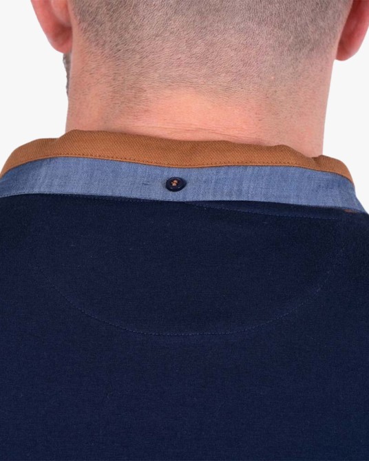 Polo manches longues jersey grande taille bleu marine