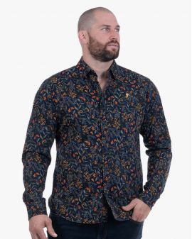 Chemise à fleurs grande taille bleu marine