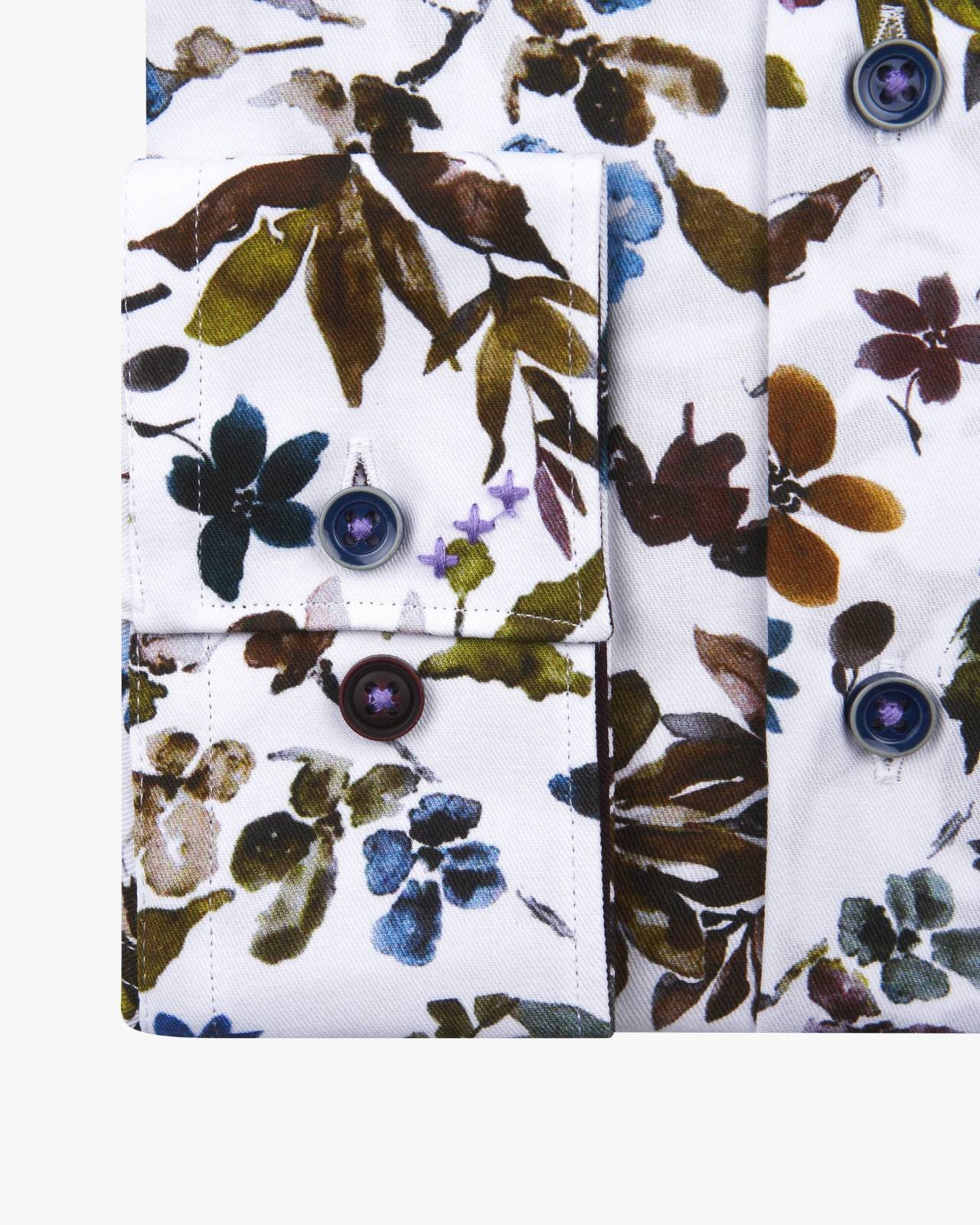 Chemise fleurie easy care grande taille blanc