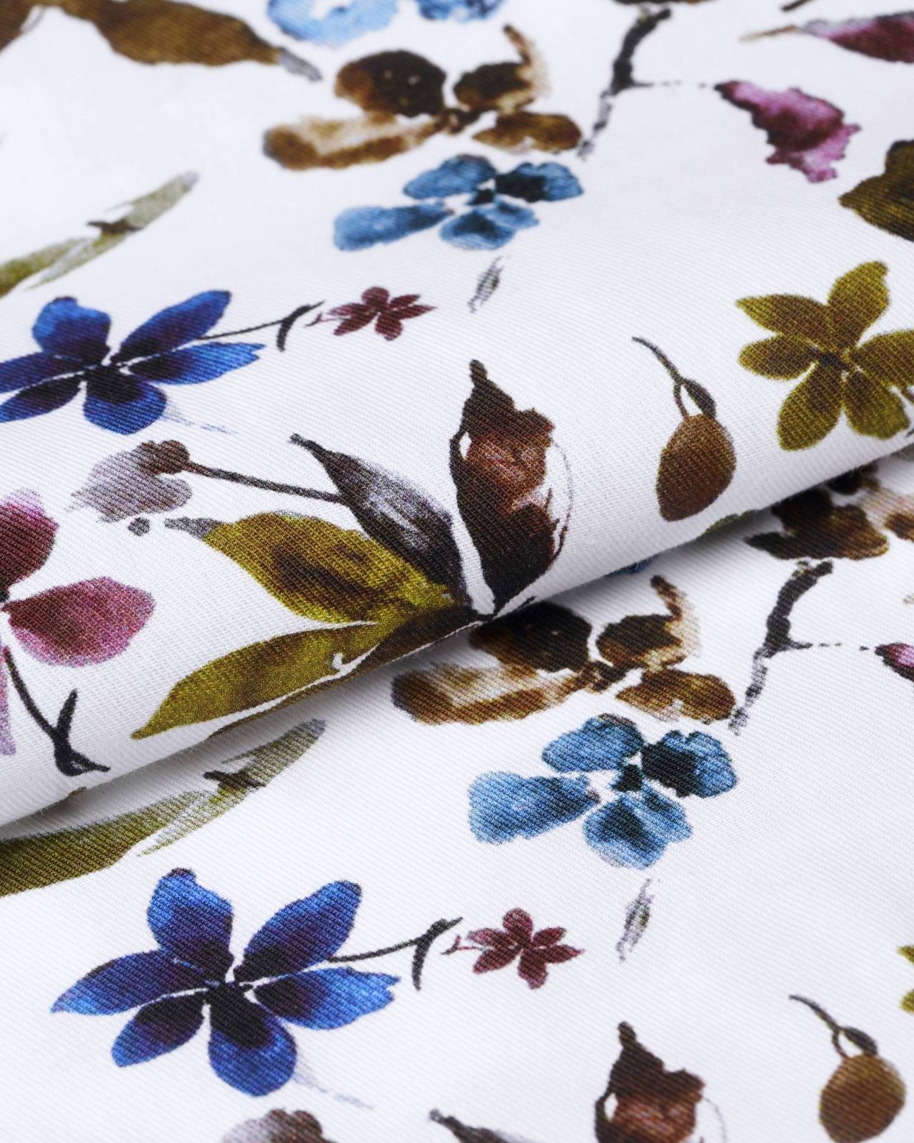 Chemise fleurie easy care grande taille blanc