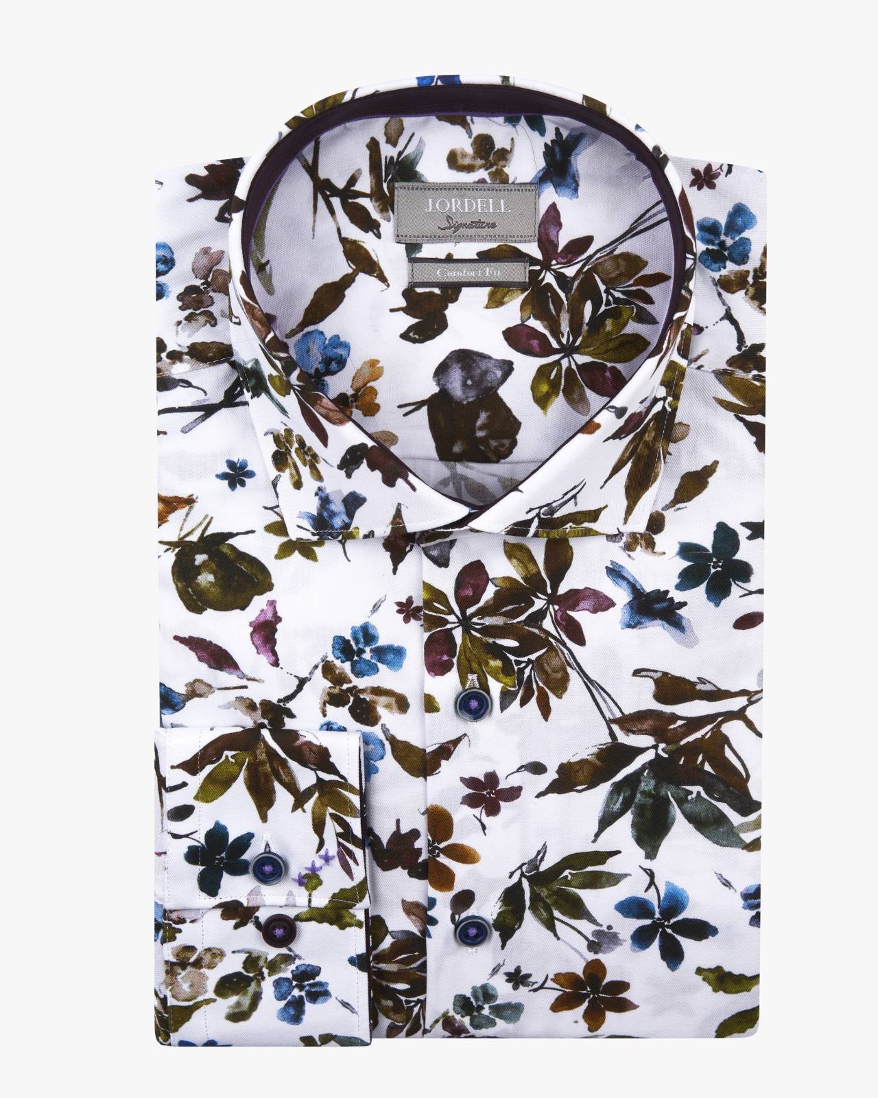 Chemise fleurie easy care grande taille blanc