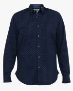 Chemise micro motif grande taille bleu marine