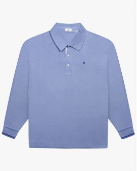 Polo manches longues jersey grande taille bleu indigo