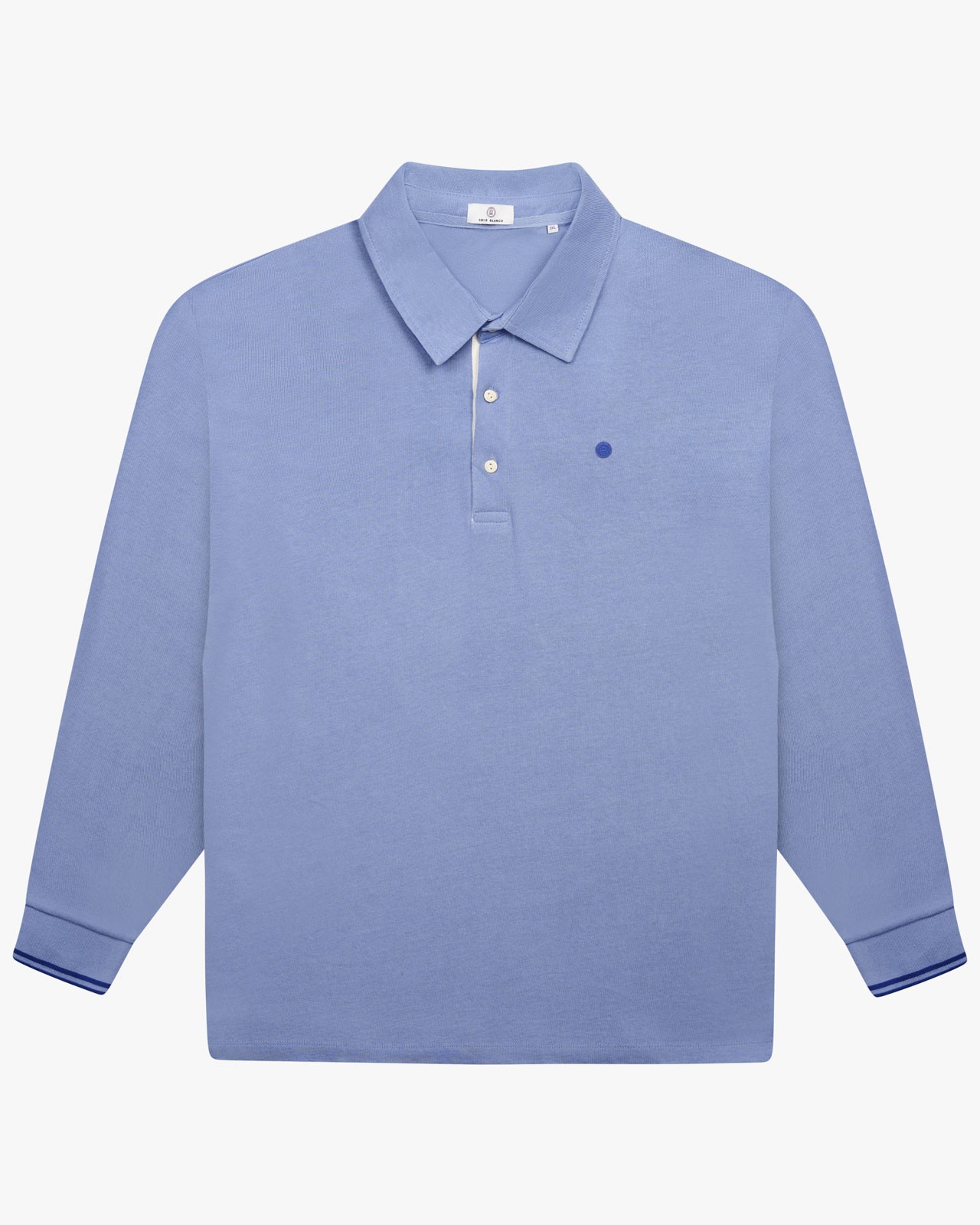 Polo manches longues jersey grande taille bleu indigo