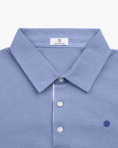 Polo manches longues jersey grande taille bleu indigo