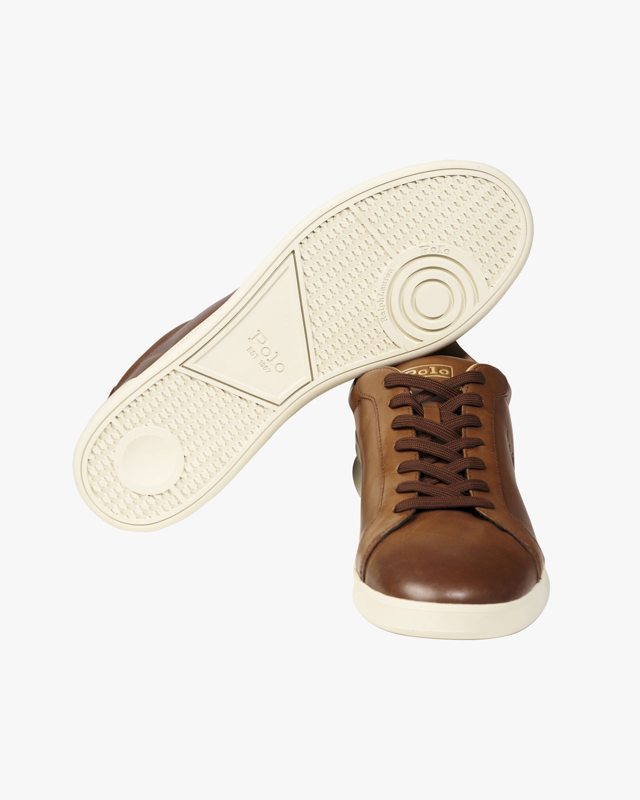 Sneakers Heritage Court Premium en cuir grande taille cognac