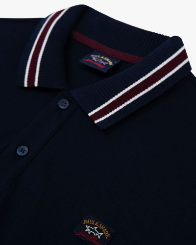 Polo col tricot grande taille bleu marine