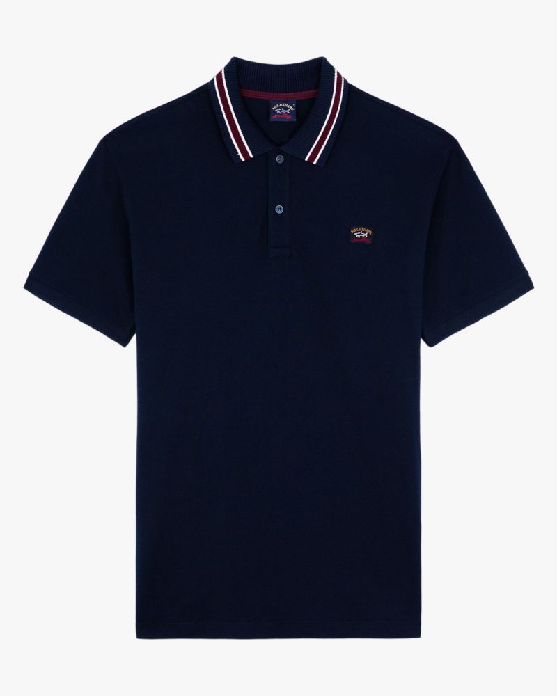 Polo col tricot grande taille bleu marine