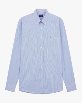 Chemise popeline à rayures grande taille bleu