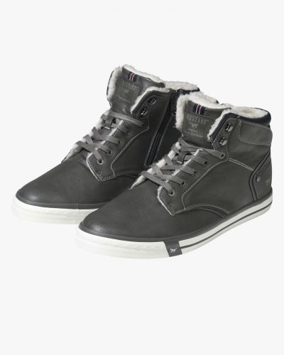 Sneakers montantes fourrées grande taille anthracite