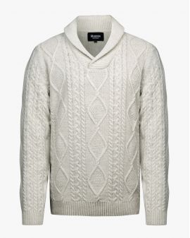 Pull col châle en laine pour homme grand beige