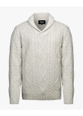 Pull col châle en laine pour homme grand beige