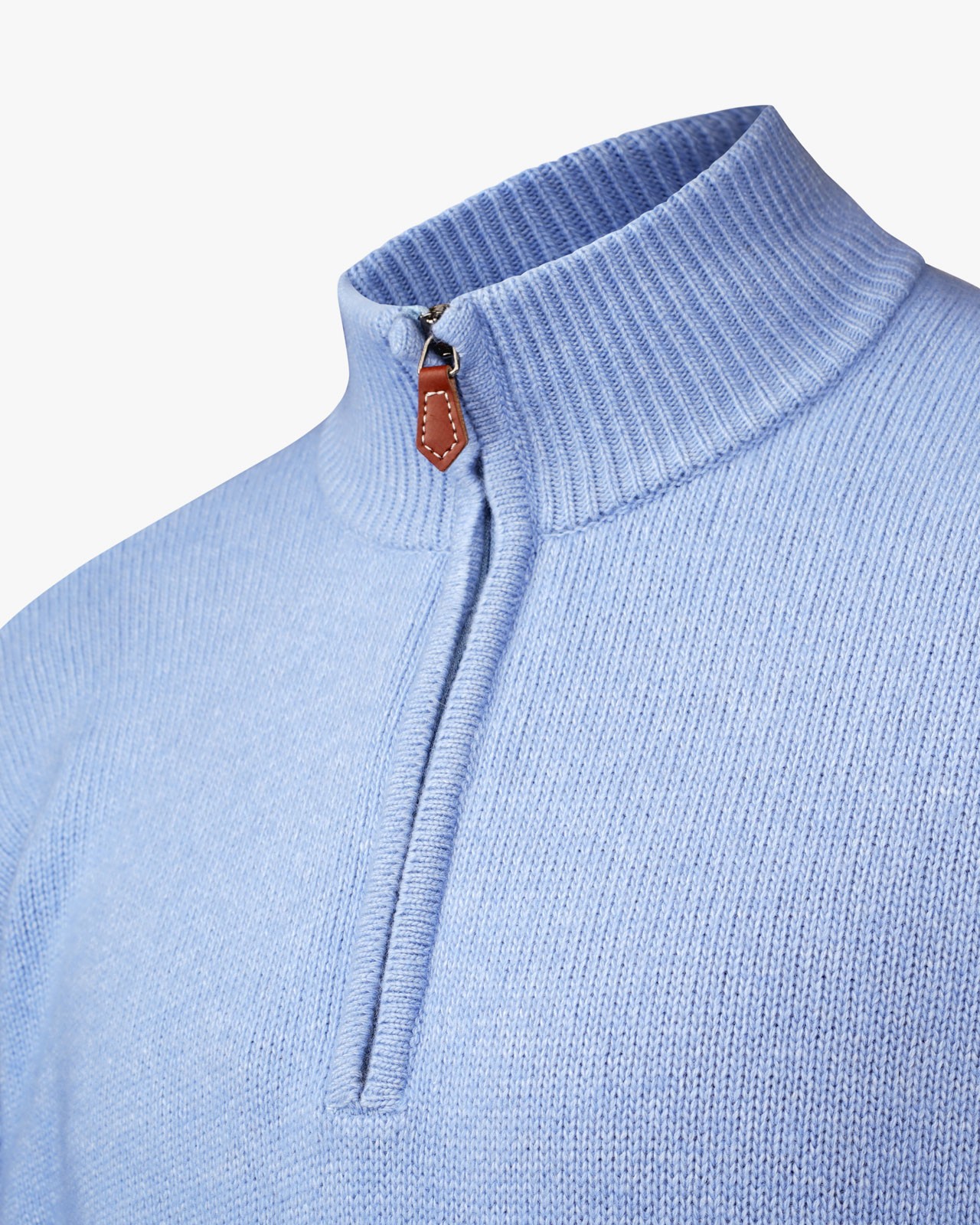 Pull col camionneur cachemire grande taille bleu ciel