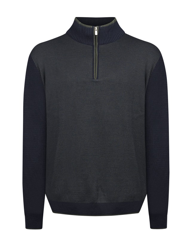 Pull col camionneur bicolore grande taille vert