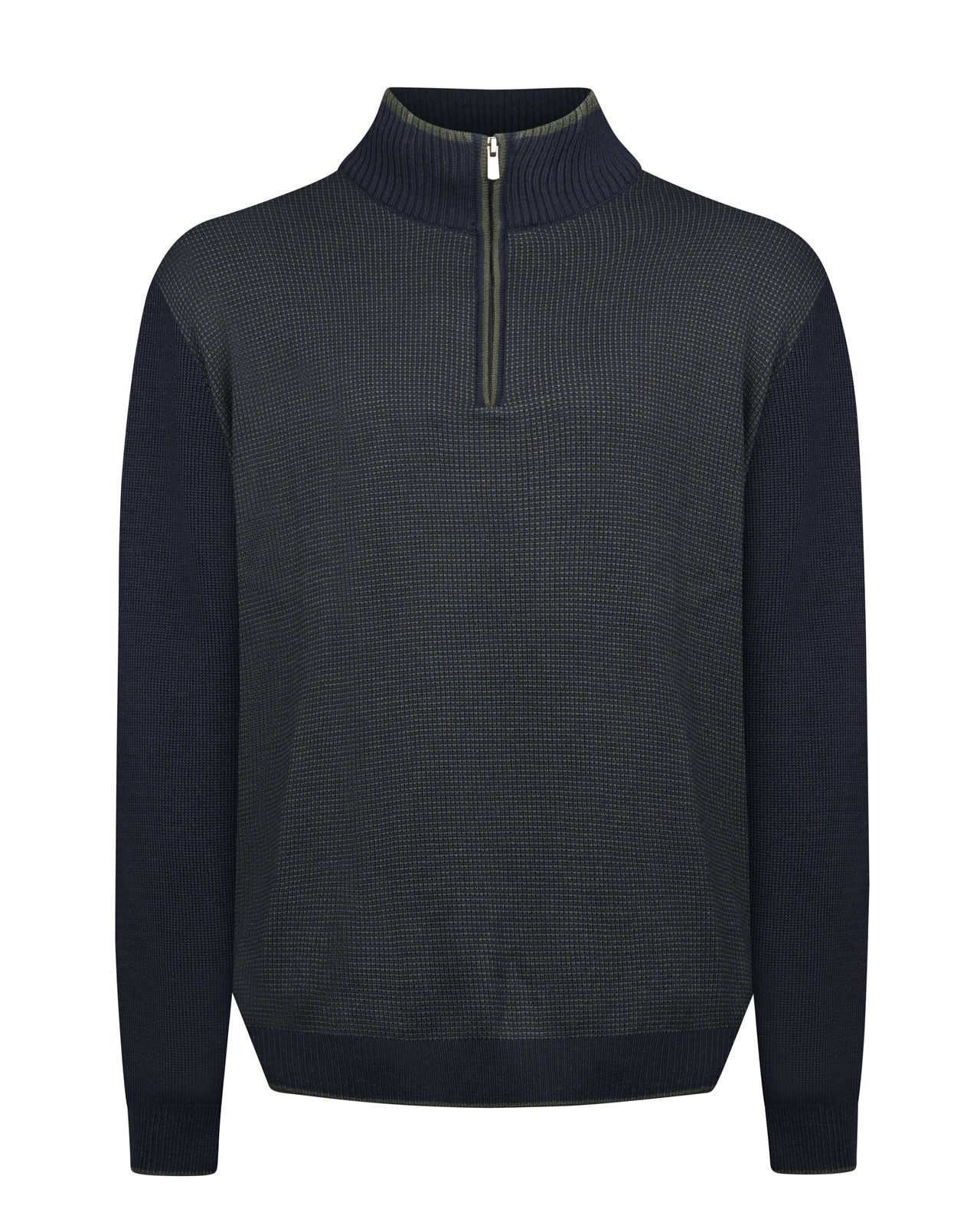 Pull col camionneur bicolore grande taille vert