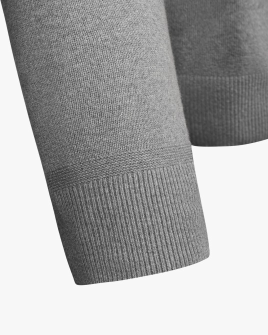 Pull col V en coton cachemire grande taille gris