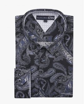 Chemise motif cachemire grande taille bleu marine