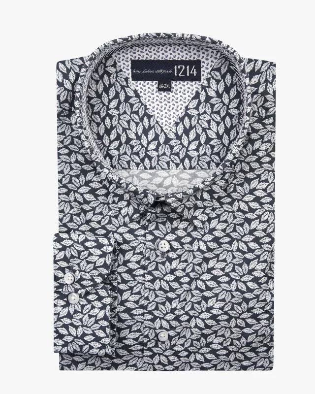 Chemise fantaisie grande taille bleu marine