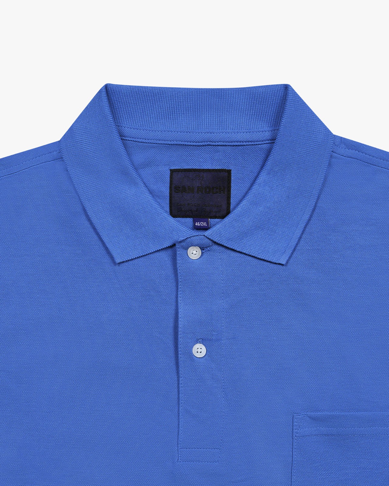 Polo piqué avec poche grande taille bleu