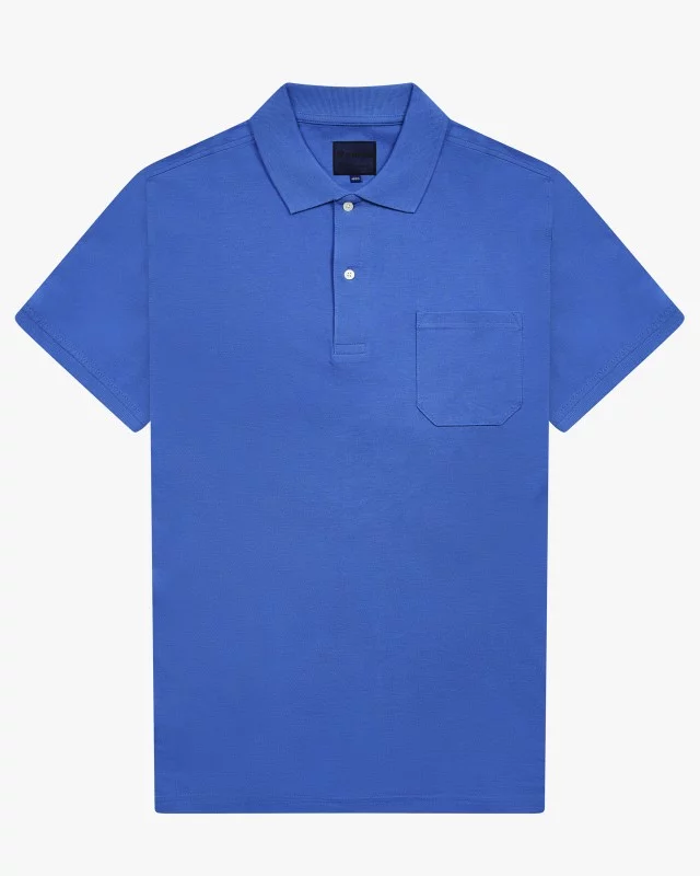 Polo piqué avec poche grande taille bleu