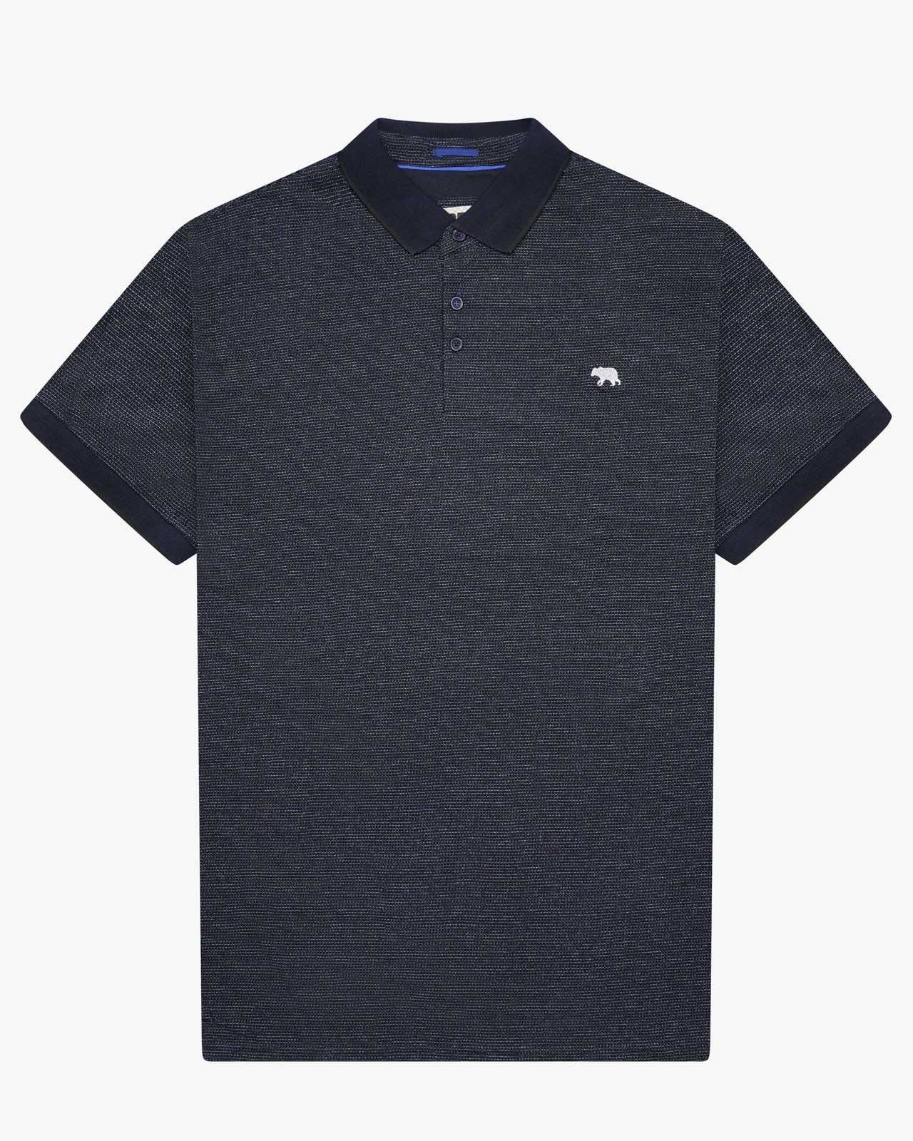 Polo micro motif grande taille bleu